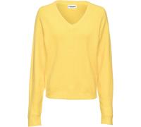 Strickpullover BONPRIX "Oversize-Strick-Pullover", Damen, Gr. 48/50 (XL), gelb (maisgelb), Strick, Obermaterial: 75% Polyacryl, 22% Polyester, 3% Elasthan, unifarben, oversize hüftbedeckend, V-Ausschn