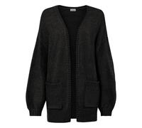 Strickjacke BONPRIX "Oversize-Strickjacke", Damen, Gr. 52/54 (XXL), schwarz, Obermaterial: 75% Polyacryl, 22% Polyester, 3% Elasthan, oversize, Strickjacken Strickjacke, Oversize-Passform, mit aufgese