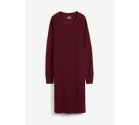 Strickkleid BONPRIX, Damen, Gr. 40/42 (M), N-Gr, rot (dunkelbeere), Obermaterial: 50% Baumwolle, 50% Polyacryl, unifarben, bequem, Rundhals, Rippstrickbündchen, Kleider Strickkleid, Oversize-Rippstric