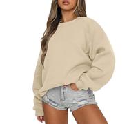 Oversize Sweatshirt Damen Ohne Kapuze | Weites Rundhals Oberteil Baumwolle | Lässig Langarm Pullover S-XXL