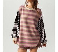 Oversize Sweatshirt mit kontrastfarbigen Streifen und Patchworkdesign, Oversize Passform