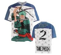 Oversize T Shirt für Herren One Piece - Zoro - Offizielles Produkt aus Lochgewebe mit kurzen Ärmeln. Sportliches Casual Anime Manga Shirt S-M