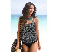 Oversize-Tankini LASCANA, Damen, Gr. 48, N-Gr, schwarz (schwarz, bedruckt), Polyamid, bedruckt, Bikini-Sets, mit grafischem Print (585856-48) schwarz, bedruckt