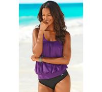 Oversize-Tankini LASCANA, Damen, Gr. 48, N-Gr, lila (aubergine), Polyamid, unifarben, Bikini-Sets, Miederverstärkung am Cup, Unterbrustgummi rundum, verstellbare Träger, Topseller (893203-48) aubergin