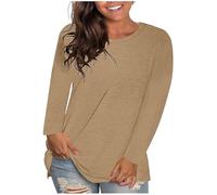 Oversize Tshirt Damen Langarm T-Shirts Sommer Basic T-Shirt Elegant Bluse Damen Shirt Baumwolle Casual Tee Shirts Sportshirt Leicht Und Luftig Blusenshirt Teenager Mädchen Lässig Oberteile Longshirt