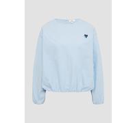 s.Oliver Oversized Baumwollbluse mit Herz-Stickerei blau 46