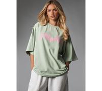 Oversized Boxy Crew Neck Kurzarm T-Shirt mit Script Logo, lässiger entspannter Schnitt, Sommer Streetwear Grafik Shirt