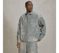 Oversized Boxy Kragen Knopfdurchknöpftes Allover-Muster Hemd mit doppelter Pattentasche Jeans Overshirt Drop Shoulder Co Ord Set Oberteil nur Essentia