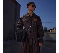 Oversized Boxy Passform Knopfdurchknöpfbare wachsige Denim Jacke nur für Herbst/Winter