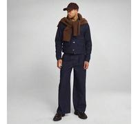 Oversized Denim Jacke mit langen Ärmeln, Kontrastnaht, Klapptaschen, Brustprint-Detail und durchgeknöpfter Knopfleiste, nur Oberteil für Herbst/Winter