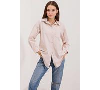Oversized Gestreift Popeline Hemd mit Taschen S