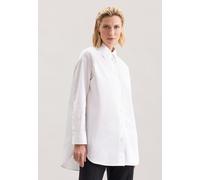 Longbluse SEIDENSTICKER, Damen, Gr. 5XL (50), weiß, 100% Baumwolle, unifarben, oversize, ohne Ausschnitt, Blusen Longbluse, 1/1 Kragen Uni (95134619-50) weiß