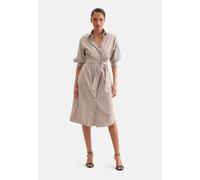 Oversized Hemdblusenkleid mit 3/4 Arm und Taillengürtel aus Baumwoll Stretch Braun 42 (60.852807-0029-42)