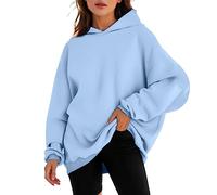 Oversized Hoodie Damen Pullover - Damen Pullover mit Kapuze Langarm Shirt Sweatshirt Kapuzenpullover Schwarz Basic Große Größen Longpullover Oberteile für Teenager Mädchen Frauen