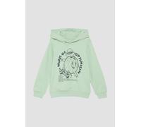 Hoodie S.OLIVER JUNIOR, Jungen, Gr. 140, grün (light grün), Sweatware, Obermaterial: 90% Baumwolle, 10% Polyester, bedruckt, casual, Langarm Bündchen, Sweatshirts, mit süßem Print (26947354-140) light