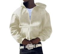 Oversized Kapuzenjacke Herren Sweatjacke Hoodie Basic Reißverschluss Kapuzen Sweatshirt Hooded Sweat Kapuzenpullover Kapuzenjacke Sweatshirt Hoodie Pullover Streetwear Tops Paar Geschenke Beige M