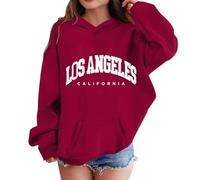 Oversized Kapuzenpullover Für Mädchen Los Angeles Buchstaben Druck Langarmshirt Pullover Sweatshirt mit Kapuzen Weiches Langarm Kapuzenpulli Kinder Pulli Hoodie Oberteile für 2-13 Jahre