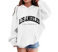 Oversized Kapuzenpullover Für Mädchen Los Angeles Buchstaben Druck Langarmshirt Pullover Sweatshirt mit Kapuzen Weiches Langarm Kapuzenpulli Kinder Pulli Hoodie Oberteile für 2-13 Jahre