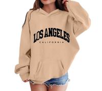 Oversized Kapuzenpullover Für Mädchen Los Angeles Buchstaben Druck Langarmshirt Pullover Sweatshirt mit Kapuzen Weiches Langarm Kapuzenpulli Kinder Pulli Hoodie Oberteile für 2-13 Jahre