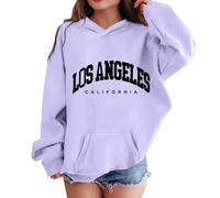 Oversized Kapuzenpullover Für Mädchen Los Angeles Buchstaben Druck Langarmshirt Pullover Sweatshirt mit Kapuzen Weiches Langarm Kapuzenpulli Kinder Pulli Hoodie Oberteile für 2-13 Jahre