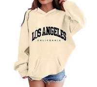 Oversized Kapuzenpullover Für Mädchen Los Angeles Buchstaben Druck Langarmshirt Pullover Sweatshirt mit Kapuzen Weiches Langarm Kapuzenpulli Kinder Pulli Hoodie Oberteile für 2-13 Jahre