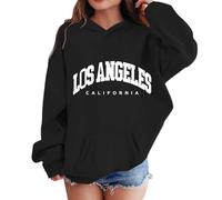 Oversized Kapuzenpullover Für Mädchen Los Angeles Buchstaben Druck Langarmshirt Pullover Sweatshirt mit Kapuzen Weiches Langarm Kapuzenpulli Kinder Pulli Hoodie Oberteile für 2-13 Jahre