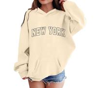 Oversized Kapuzenpullover Für Mädchen New York Buchstaben Druck Langarmshirt Pullover Sweatshirt mit Kapuzen Weiches Langarm Kapuzenpulli Kinder Pulli Hoodie Oberteile für 2-13 Jahre