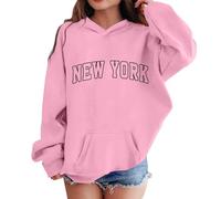 Oversized Kapuzenpullover Für Mädchen New York Buchstaben Druck Langarmshirt Pullover Sweatshirt mit Kapuzen Weiches Langarm Kapuzenpulli Kinder Pulli Hoodie Oberteile für 2-13 Jahre