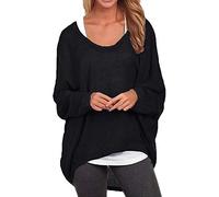 Oversized Oberteile Damen Langarm ,Rundhals Pullover Einfarbige Große Größen T Shirt Fledermausärmel Lose Langarmshirt Sweatshirt Elegant Lässiges Langarmshirts für Frauen Oberteil Tunika Top Bluse