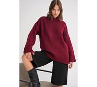 Oversized Rippstrickpullover mit Rundhalsausschnitt S/M