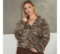 Oversized strukturierte Strickjacke, lässiger Y2K-Stil der 90er Jahre, gestreifter Strick für Flughafen, Urlaub, Oversized, Herbst, Rückkehr zur Schul