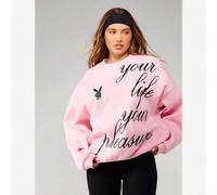 Oversized Sweatshirt mit Rundhalsausschnitt, Schriftprint und Hase Logo für bequemen Alltag