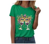 Oversized T Shirt Damen Kurzarm Pulli Oberteil Casual Lockere Basic Tee Shirts Kurzarm Rundhals Tshirt Basic Tee Tops Bauchtasche (Green, M)