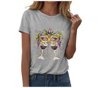 Oversized T Shirt Damen Kurzarm Pulli Oberteil Casual Lockere Basic Tee Shirts Kurzarm Rundhals Tshirt Basic Tee Tops Bauchtasche (Light Gray, S)