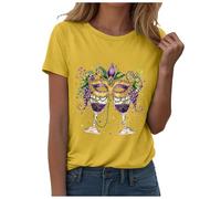 Oversized T Shirt Damen Kurzarm Pulli Oberteil Casual Lockere Basic Tee Shirts Kurzarm Rundhals Tshirt Basic Tee Tops Bauchtasche (Yellow, M)