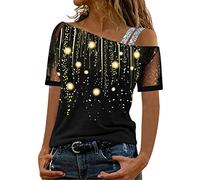 Oversized Tshirt Damen 1980s Damen Farbe Tops Block Tie-Dye Patchwork Bluse Rundhalsausschnitt T-Shirt Casual Tee Tops Retro Tee Pullover Unterhemd Pullover Teenager Mädchen E748