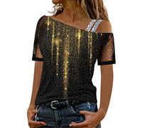 Oversized Tshirt Damen 1980s Damen Farbe Tops Block Tie-Dye Patchwork Bluse Rundhalsausschnitt T-Shirt Casual Tee Tops Retro Tee Pullover Unterhemd Pullover Teenager Mädchen E744