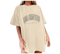 Oversized Tshirt Damen Los Angeles Oberteile Sommer Sweatshirt Kurzarm T Shirt Baumwolle Locker Lässig Sport Bluse Aesthetic Streetwear Klamotten Tops T-Shirt für Damen Teenager Mädchen