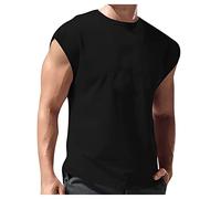 Oversized Tshirt Herren Atmungsaktiv Achselshirts Gym Tank Top Herren Henley Shirt Ärmelloses T-Shirts Henleyshirt T Shirt Herren Ärmellos Tanktop Tops Locker Herren T Shirt Ärmellos（3-Black，M）