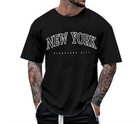 Oversized Tshirt Herren Rundhals Kurzarm Lose Sommer Oberteile Mode T-Shirt mit Los Angeles Grafik Vintage Drucken Streetwear Geschenk Papa,Dad,Freund Schwarz XL