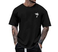 Oversized Tshirt Herren Rundhals Kurzarm Lose Sommer Oberteile Mode T-Shirt mit Los Angeles Grafik Vintage Drucken Streetwear Geschenk Papa,Dad,Freund Schwarz 2024
