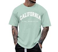 Oversized Tshirt Herren Rundhals Kurzarm Lose Sommer Oberteile Mode T-Shirt mit Los Angeles Grafik Vintage Drucken Streetwear Geschenk Papa,Dad,Freund Minzgrün 3XL