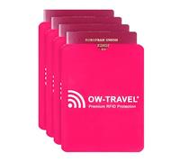 OW-Travel RFID Schutzhülle Kreditkarten 100% Schutz NFC Schutzhüllen, Reisepasshülle Reisezubehör für Kreditkarte Personalausweis EC Bankkarten Visa: 4ReisepassBlockerRosa