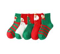 Owegvia Christmas Socks For Kids 5 Pairs Set Stripe Santa Claus Pattern Colorful Girls Boys Warm Holiday Socks (Xmas 4, 1-3 Years)