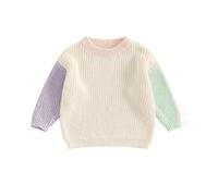 Owegvia Infant Unisex Baby Oversized Knit Sweater Chunky Halloween Pumpkin Long Sleeve Pullover Sweater Baby Girl Jumper (Blue Pink, 9-12 Months)