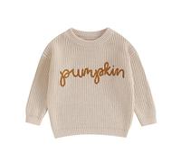 Owegvia Infant Unisex Baby Oversized Knit Sweater Chunky Halloween Pumpkin Long Sleeve Pullover Sweater Baby Girl Jumper (Cream White, 2-3 Years)