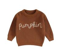 Owegvia Infant Unisex Baby Oversized Knit Sweater Chunky Halloween Pumpkin Long Sleeve Pullover Sweater Baby Girl Jumper (Brown, 9-12 Months)