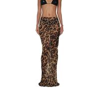 Owegvia Leopard Print Skirts for Women Summer Bodycon Mesh Long Skirt Casual Mid Waist Leopard Print Clubbing Midi Skirt (Leopard, L)
