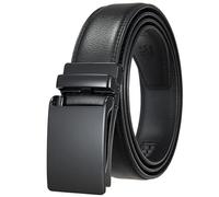 OWEIEYEU Herren-Gürtel, einfarbig, 3 cm breit, formell, lässig, Business, automatische Schnalle, schwarz 1, 110