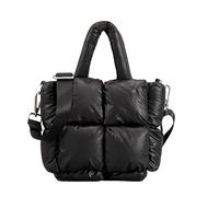 OWGSEE Puffer Tote Bag, Kleine Puffy Taschen für Frauen Leichte Daunenfüllung Crossbody Gesteppte Tragetasche Schulter Handtaschen Geldbörse, Schwarz, Small
